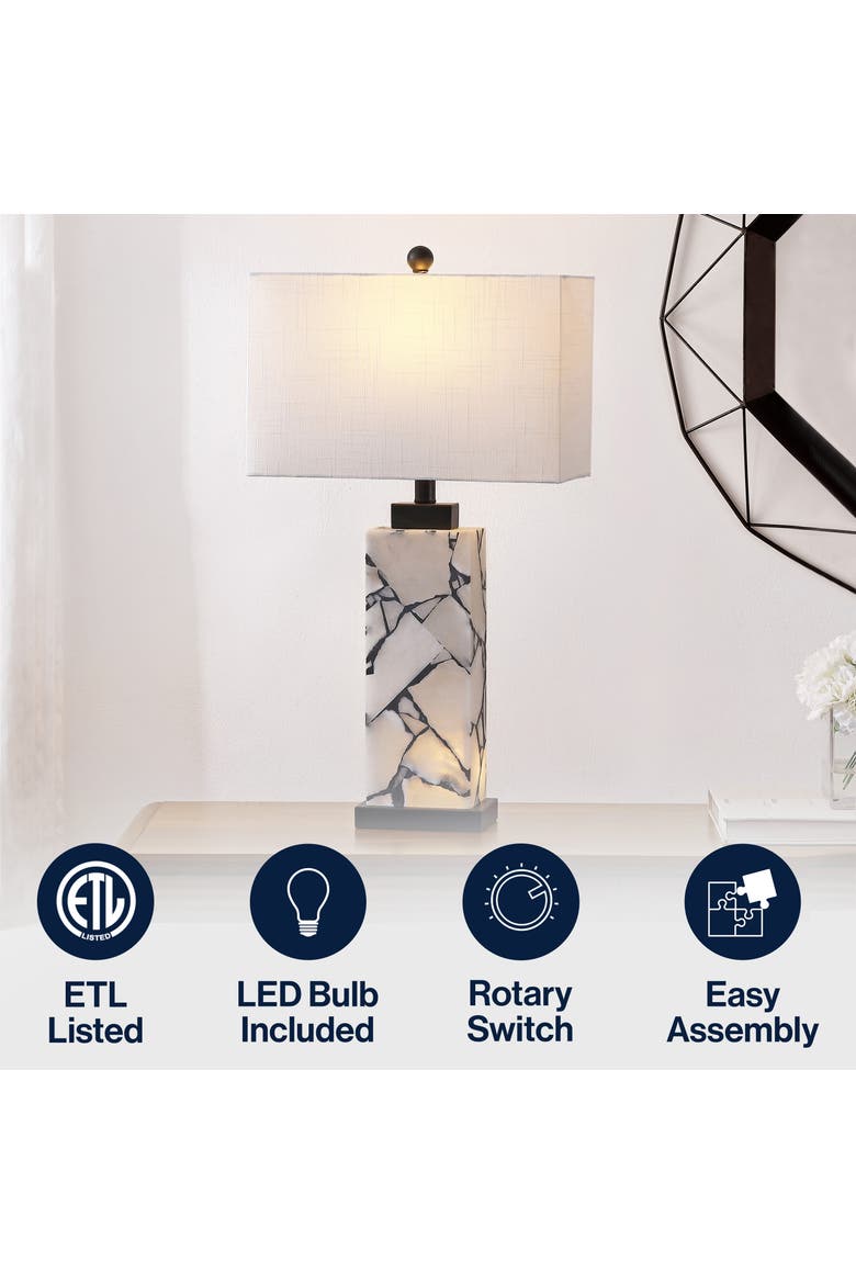 Elizabeth 27.5" Contemporary Coastal Alabaster LED Table Lamp, Alternate, color, White/Black