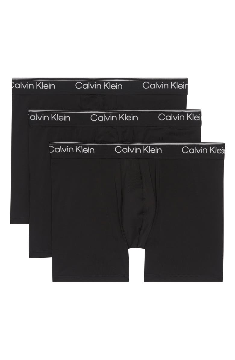 Calvin Klein Assorted 3-Pack Microfiber Boxer Briefs, Main, color, 3 Black