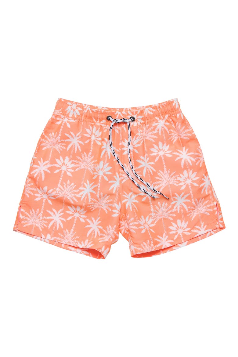 Kids' Cali Palms UPF 50+ Swim Trunks, Main, color, ORANGE