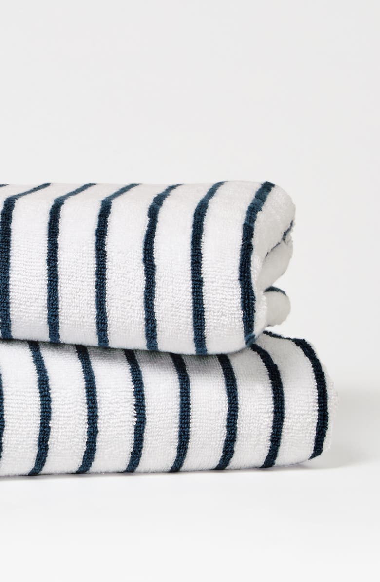 HOMESPUN 2-Pack Cabana Beach Towels, Alternate, color, Stripes Navy