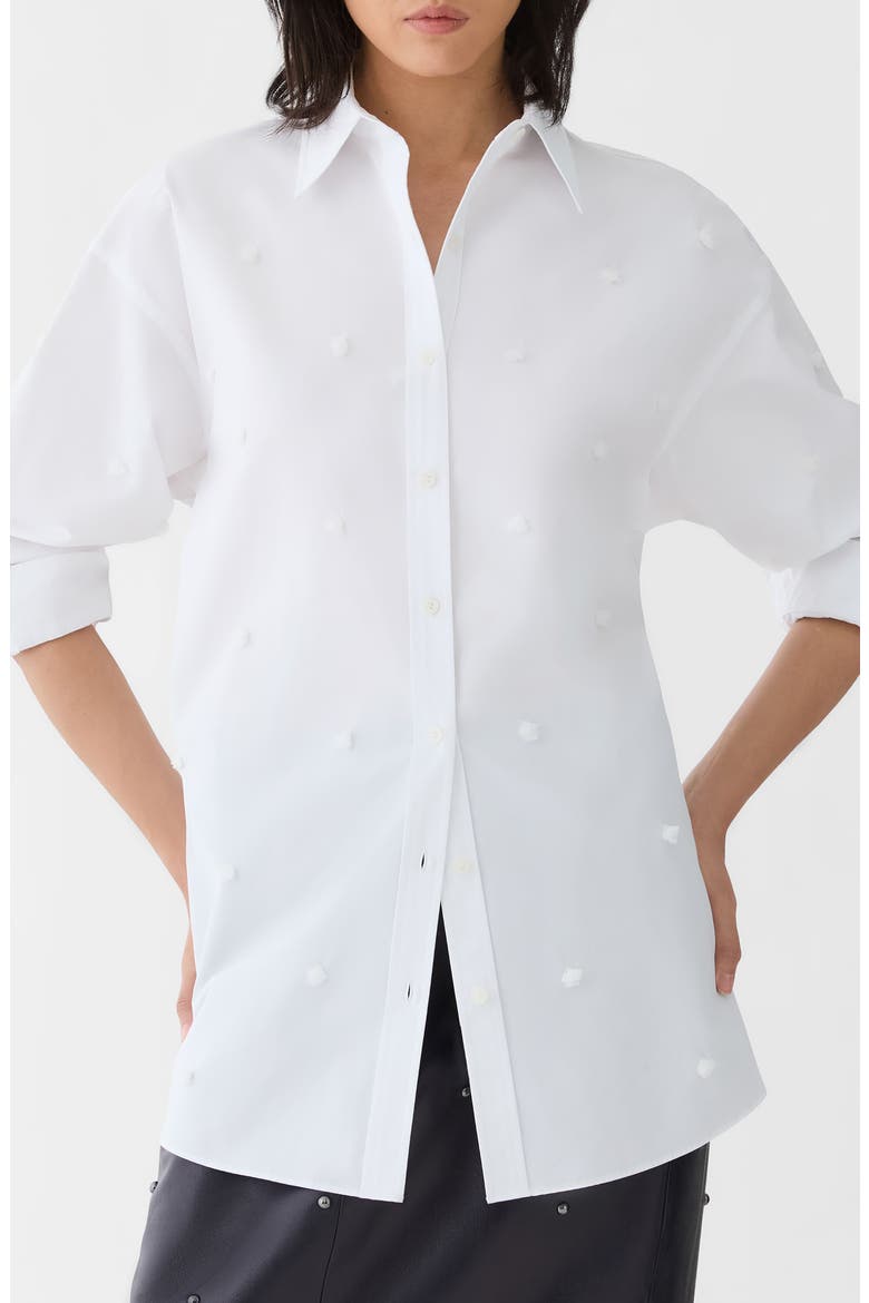 Hand Embroidered Oversized Cotton Shirt, Main, color, WHITE