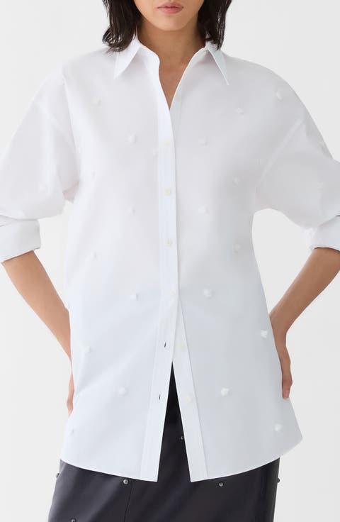 Hand Embroidered Oversized Cotton Shirt