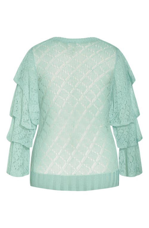 City Chic Carolina Pointelle Sweater In Green