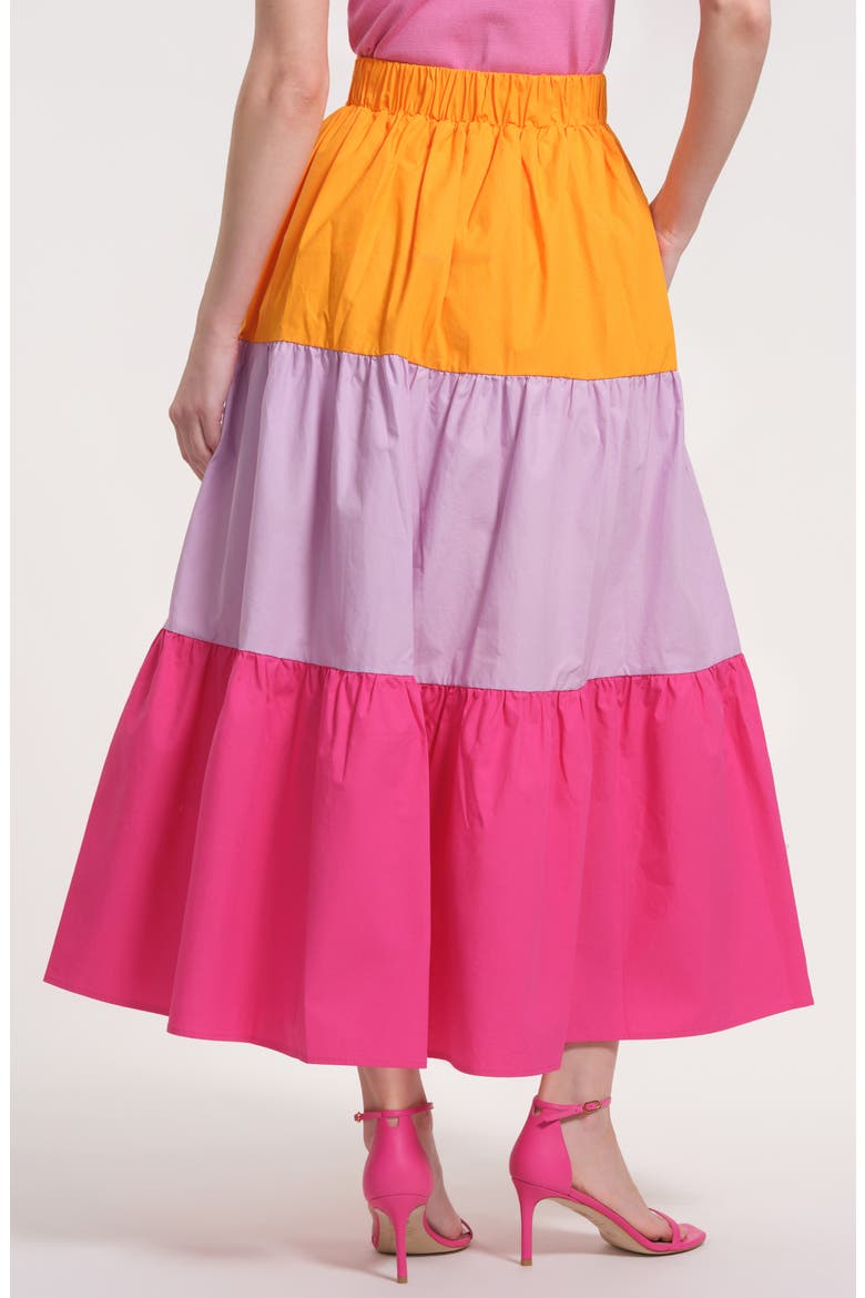 Tiered Stripe Cotton Midi Skirt, Alternate, color, PURPLE MULTI
