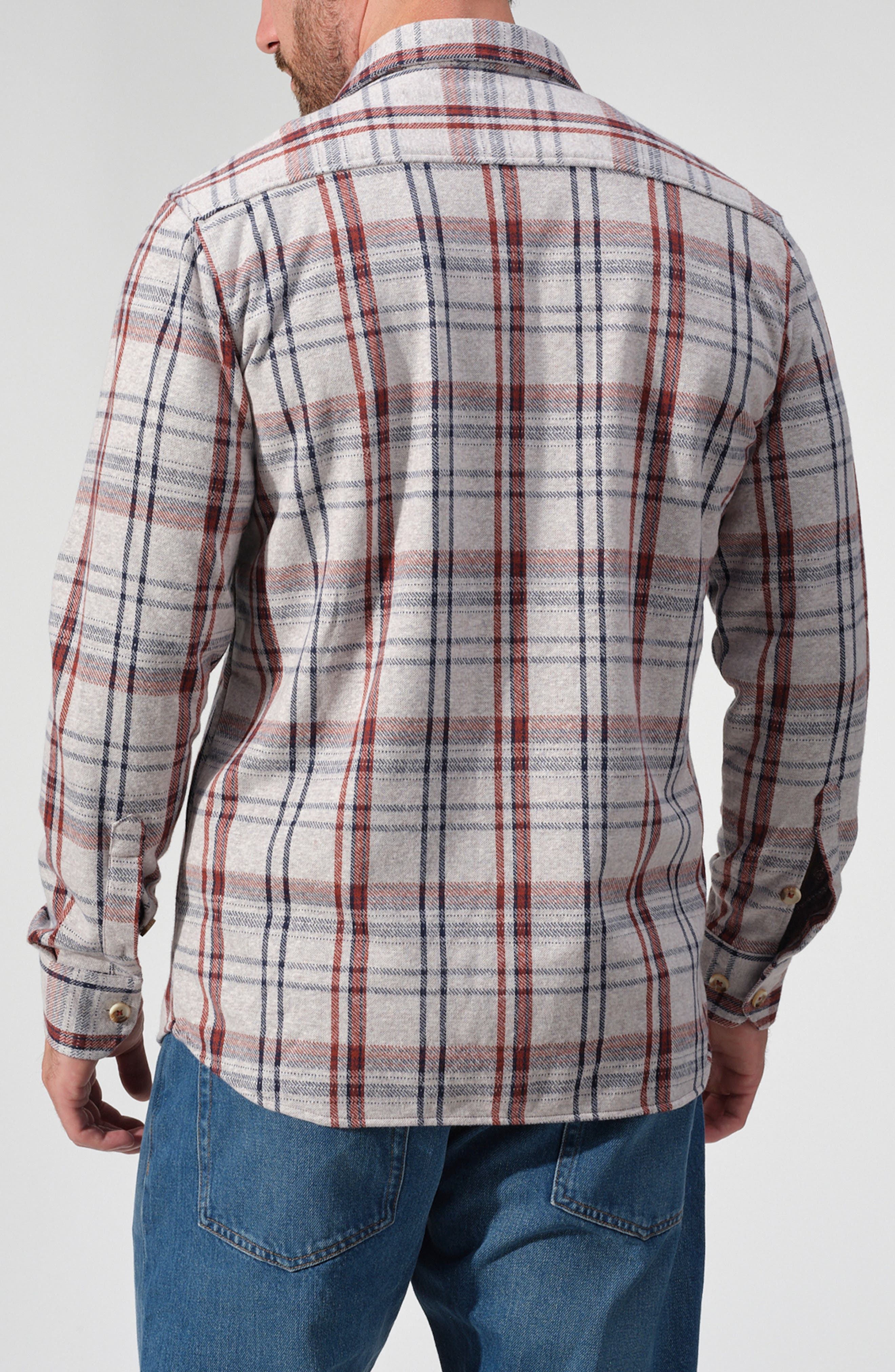 Plaid Knit Button-Up Shirt - image 2