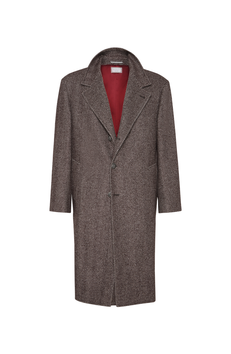 Brunello Cucinelli Chevron flannel coat, Main, color, Brown