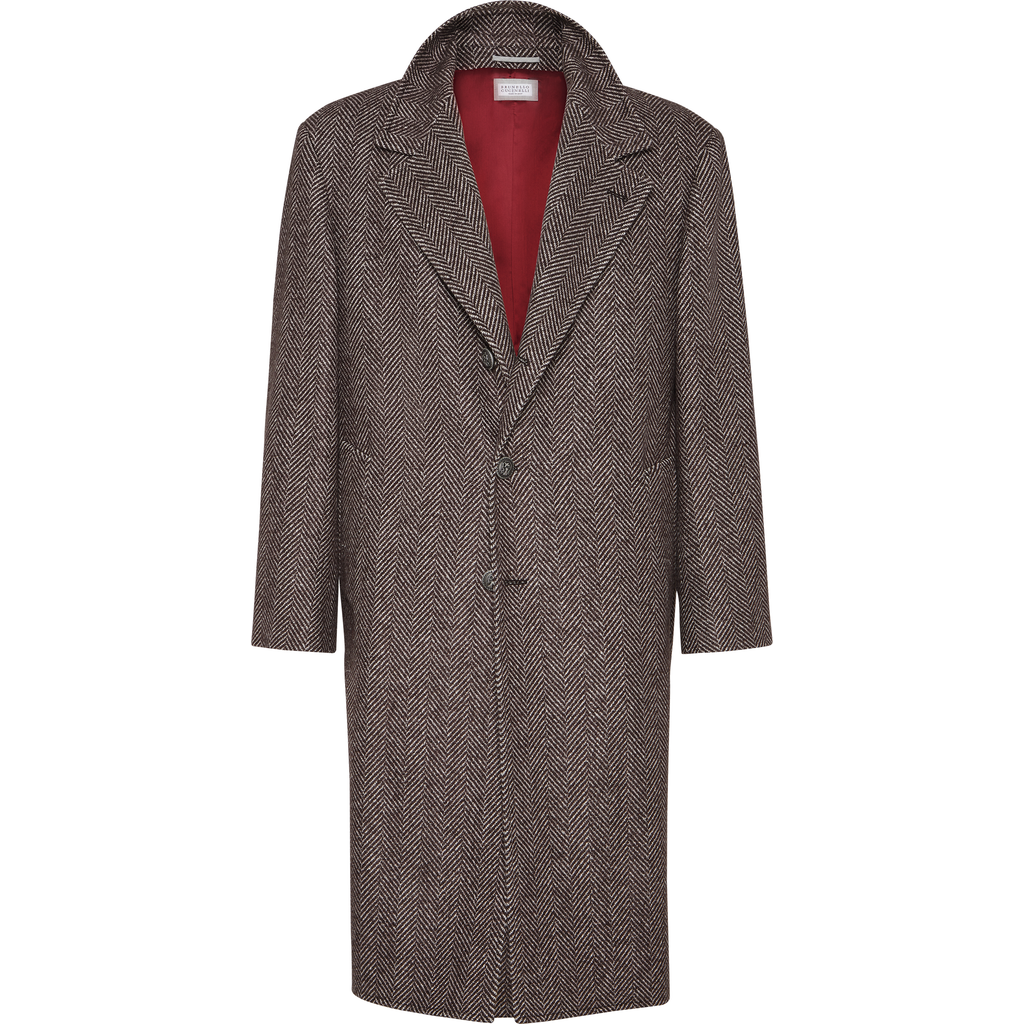 Brunello Cucinelli Cashmere And Silk Single Breasted Coat In Brown