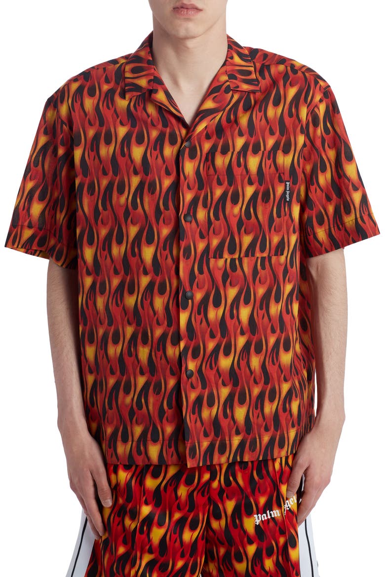 Burning Bowling Shirt, Main, color, BLACK MULTICOLOR