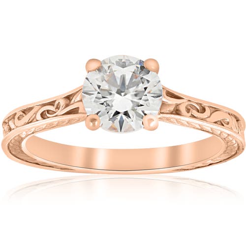 Bliss Diamond 1ct Diamond Solitaire 14k Gold   Engagement Ring Art Deco Lab Grown In 14k Rose Gold