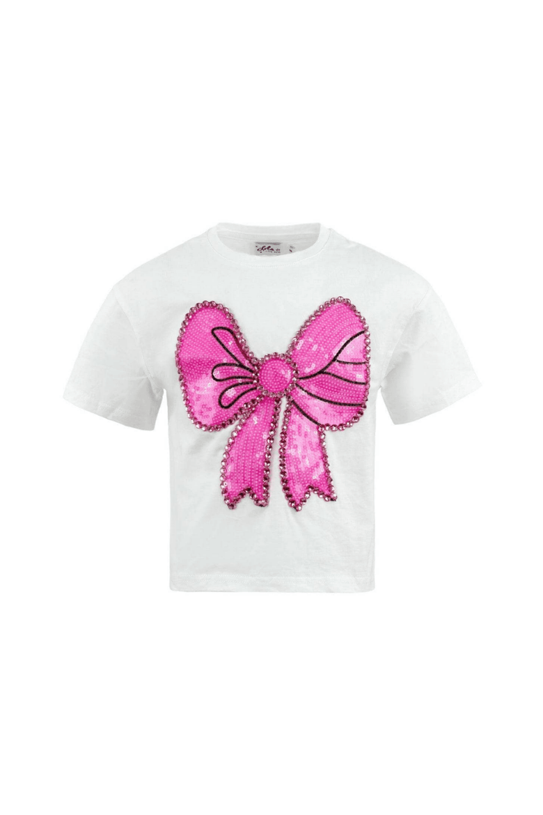Pinky Big Bow T-shirt, Main, color, White