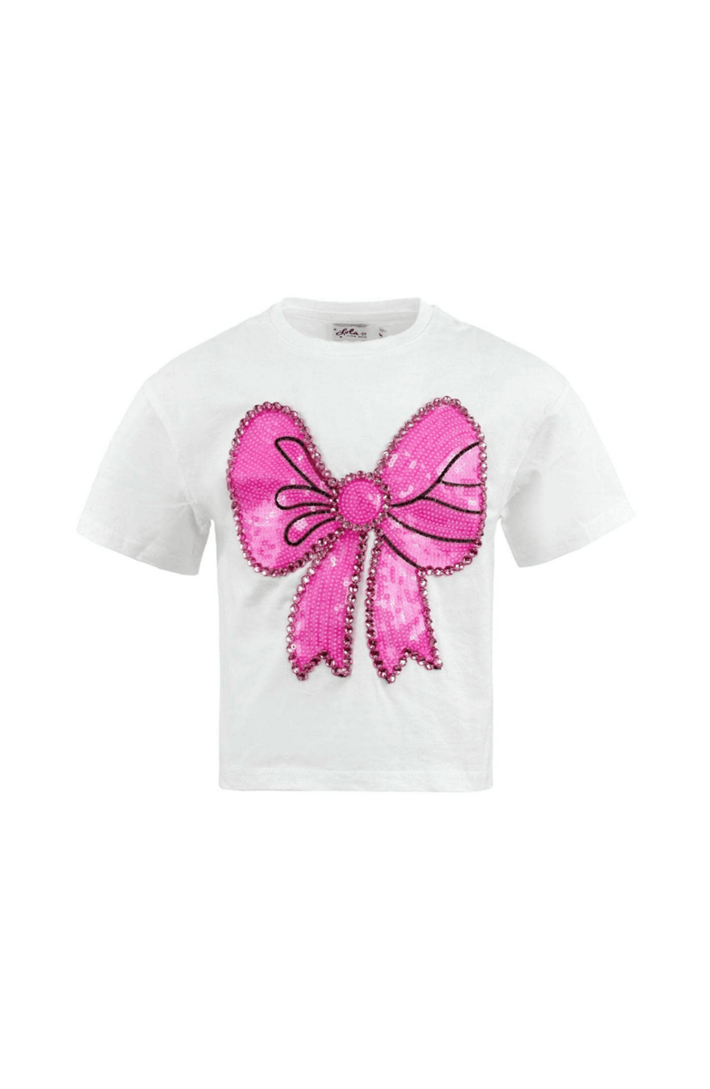 Lola + The Boys Pinky Big Bow T-shirt, Main, color, White