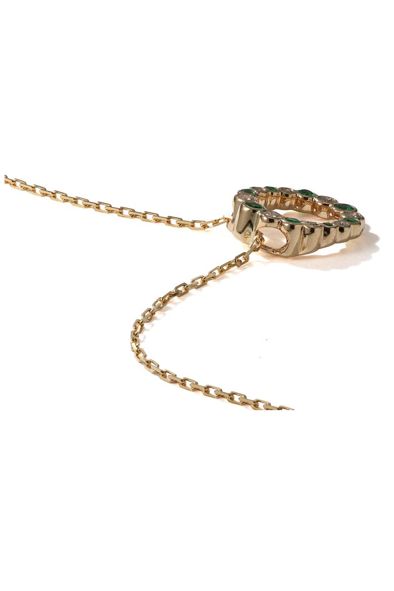 Bubbly Diamond & Emerald Pendant Necklace, Alternate, color, EMERALD
