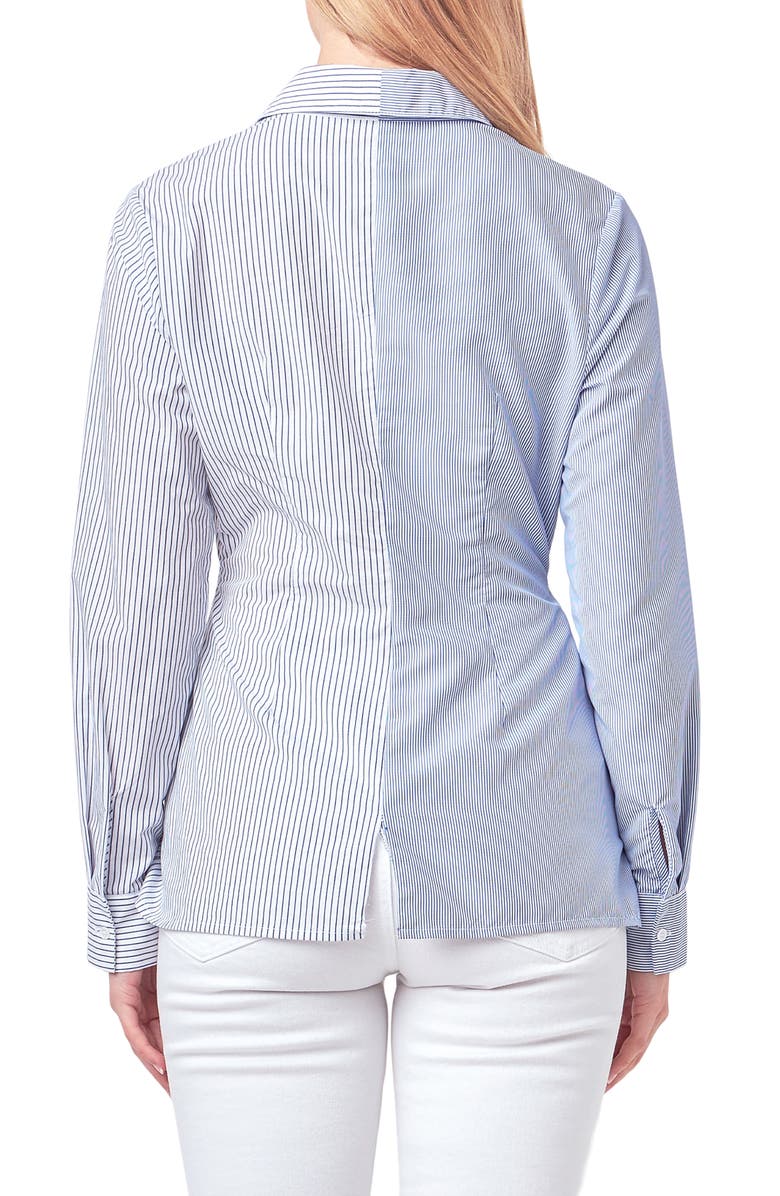 English Factory Block Stripe Twist Front Shirt, Alternate, color, 