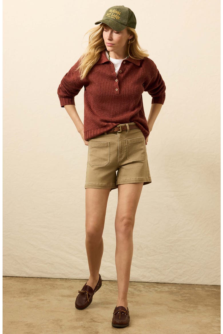 Miramar Linen & Organic Cotton Polo Sweater, Alternate, color, SMOKED PAPRIKA