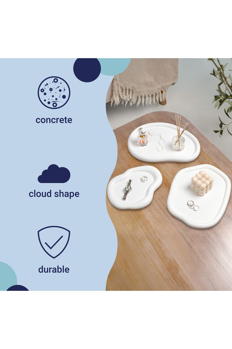 Grace Contemporary Concrete Decorative Cloud Jewelry Trays, Alternate, color, White