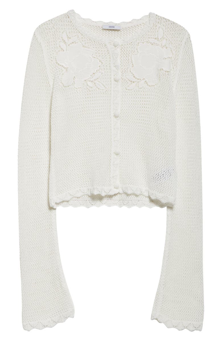 Erdem Long Sleeve Open Knit Cardigan, Alternate, color, Ivory