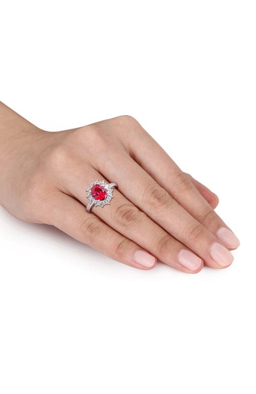 Delmar Diamond & Lab Created Ruby Ring In Red