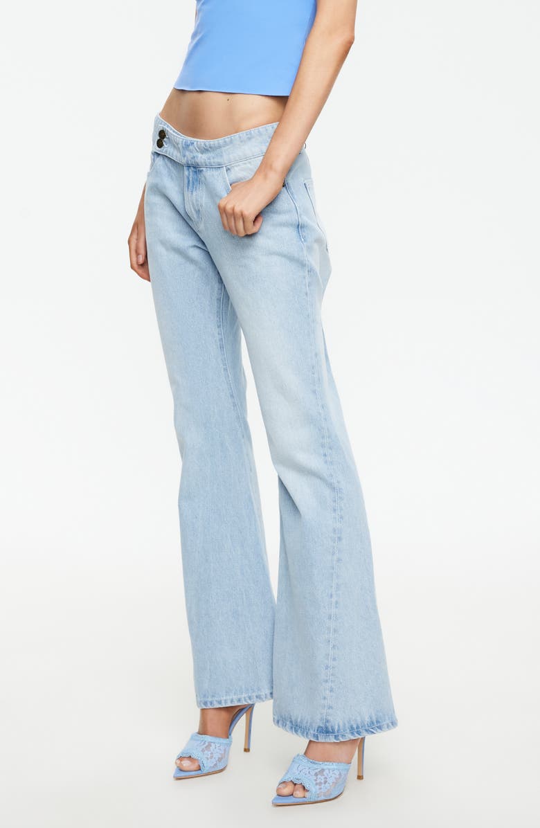 LIONESS Hilton Button Tab Straight Leg Jeans, Alternate, color, Light Denim