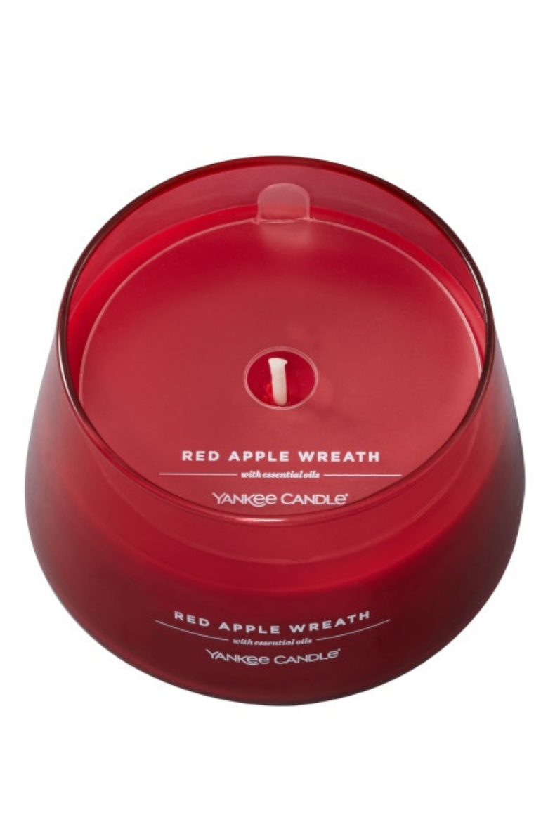 Red Apple Wreath Studio Candle with Essential Oils, Set of 2, Alternate, color, Red