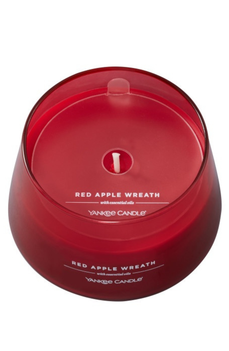 YANKEE CANDLE Red Apple Wreath Studio Candle with Essential Oils, Set of 2, Alternate, color, Red