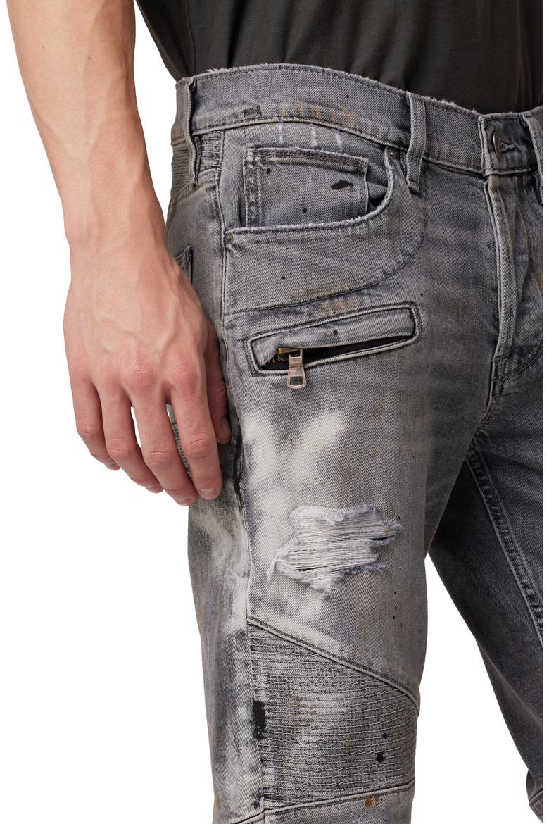 The Blinder v.2 Skinny Fit Distressed Biker Jeans, Alternate, color, GREY THRASHER