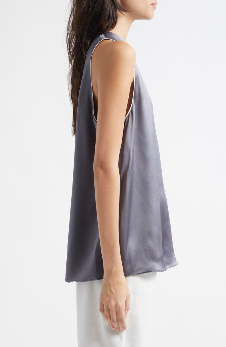 Eleventy Sleeveless Silk Charmeuse Top, Alternate, color, Dust And Sand