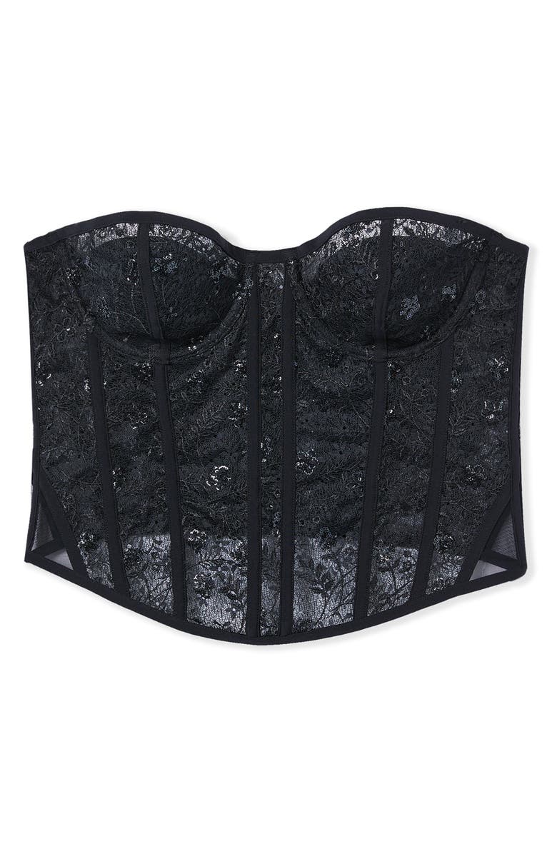 Etam Inattendue Embroidered Underwire Corset, Alternate, color, Black