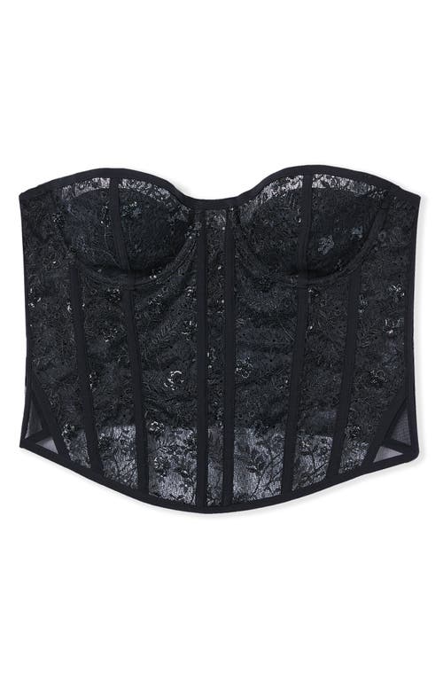 Etam Inattendue Embroidered Underwire Corset In Black