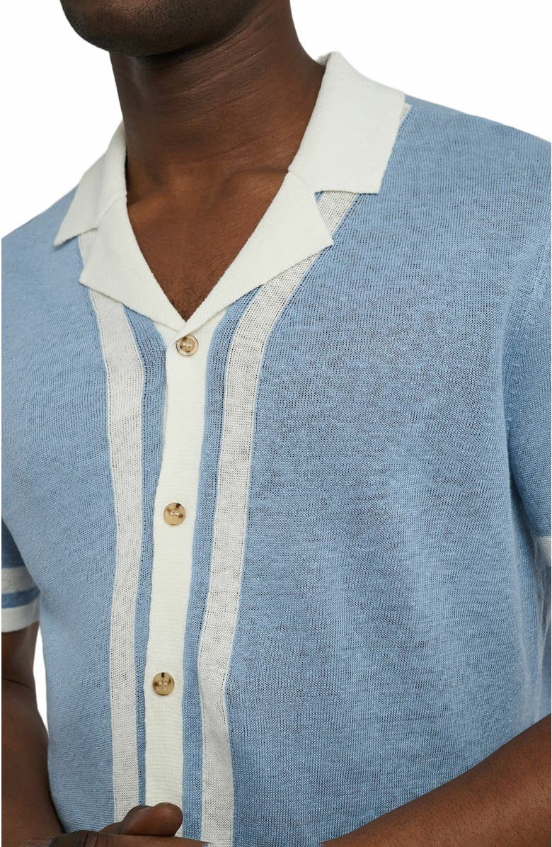 Onia Linen Knit Camp Shirt, Alternate, color, Baby Blue/Whte