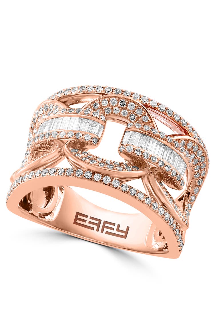 14K Rose Gold Diamond Openwork Band Ring, Main, color, 14K Gold