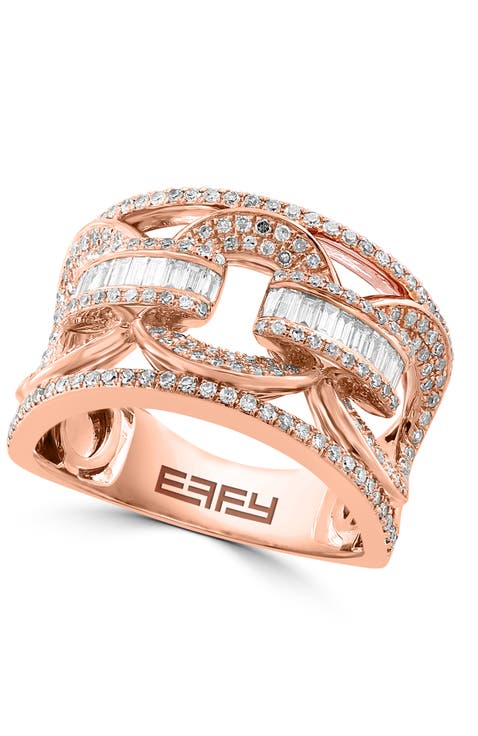 14K Rose Gold Diamond Openwork Band Ring