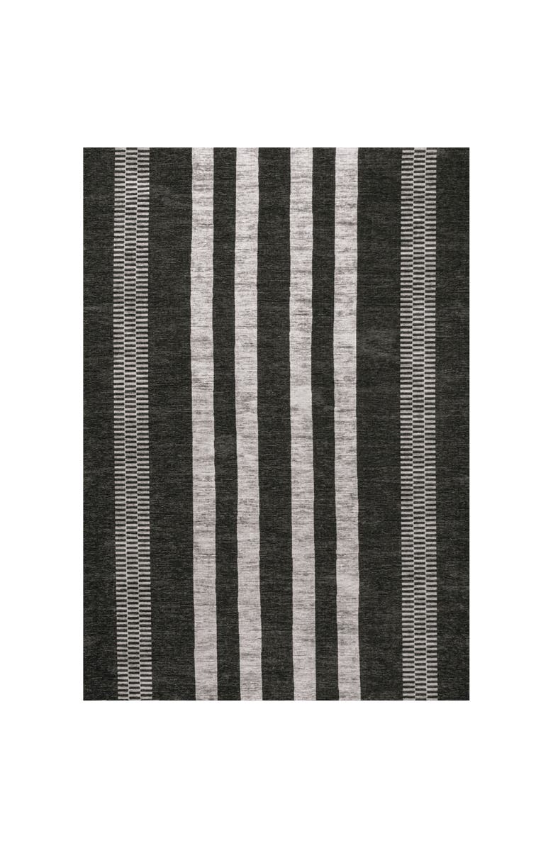JONATHAN Y Vichy Geometric Striped Machine-Washable Area Rug, Alternate, color, Black/Ivory