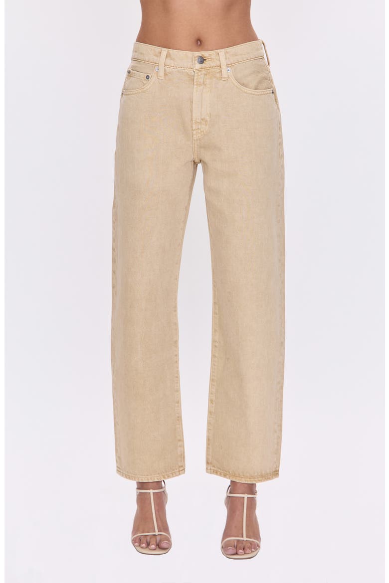 Lexi Mid Rise Bowed Straight Leg Jeans, Main, color, SAND DOLLAR