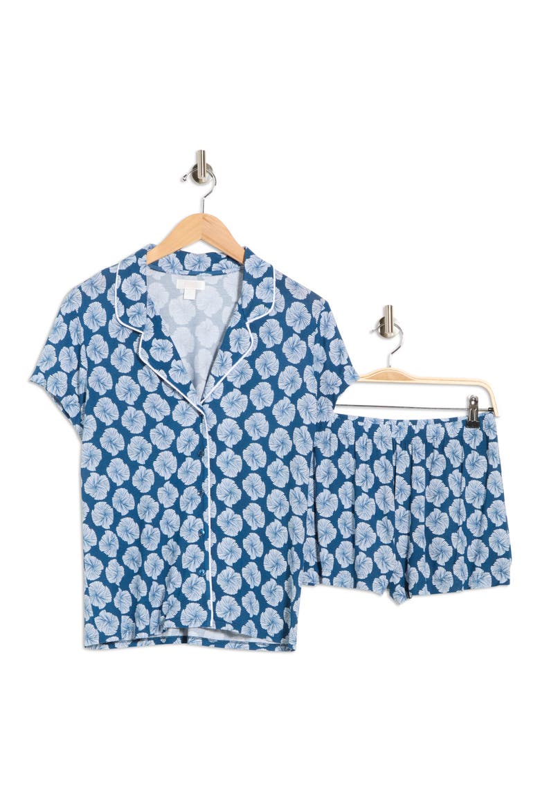 Tranquility Shortie Pajamas, Alternate, color, BLUE A- WHITE FANNING