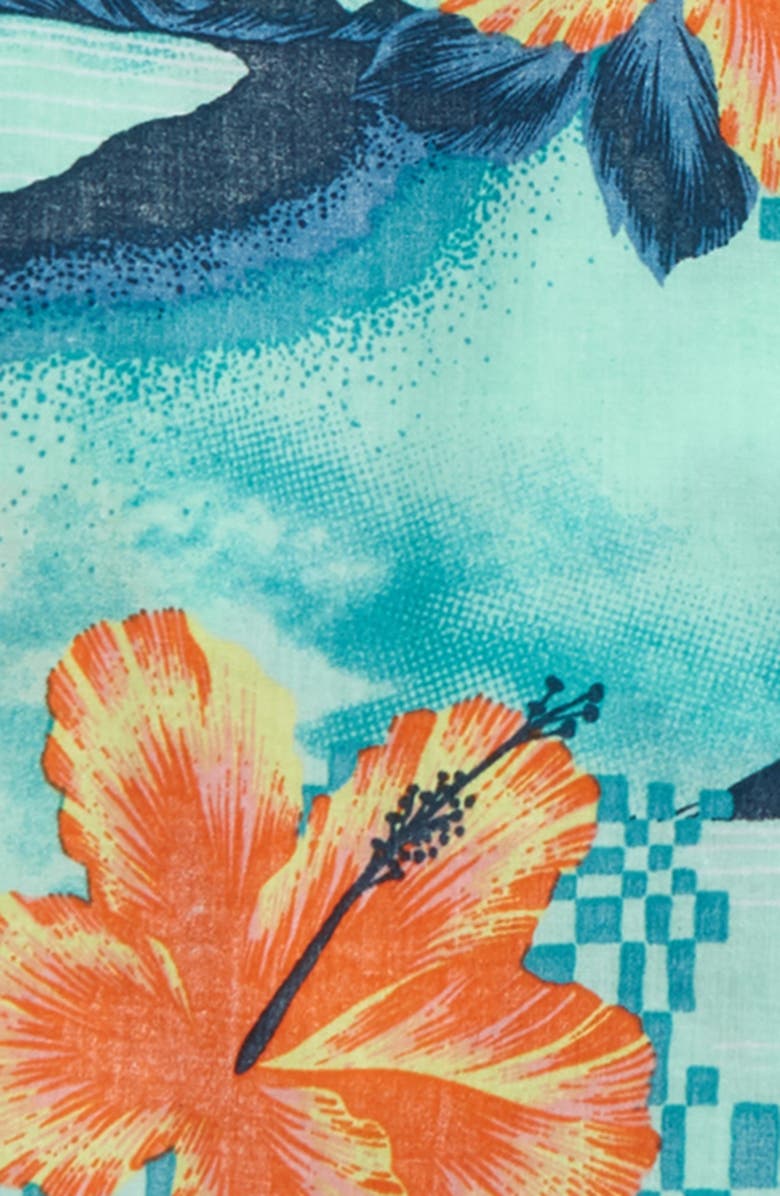 Billabong Sundays Floral Print Button-Up Shirt, Alternate, color, Aqua Blue