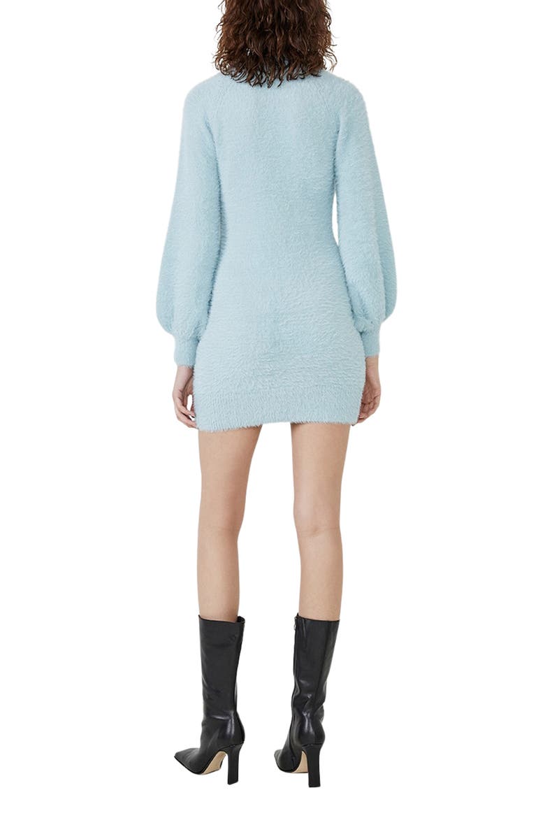 Long Sleeve Fuzzy Sweater Minidress, Alternate, color, DUSTY BLUE