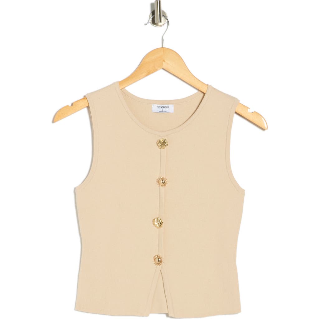 Blu Pepper Button Detail Knit Tank Top In Brown