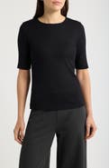Eileen Fisher Organic Cotton Crewneck Elbow Sleeve Top