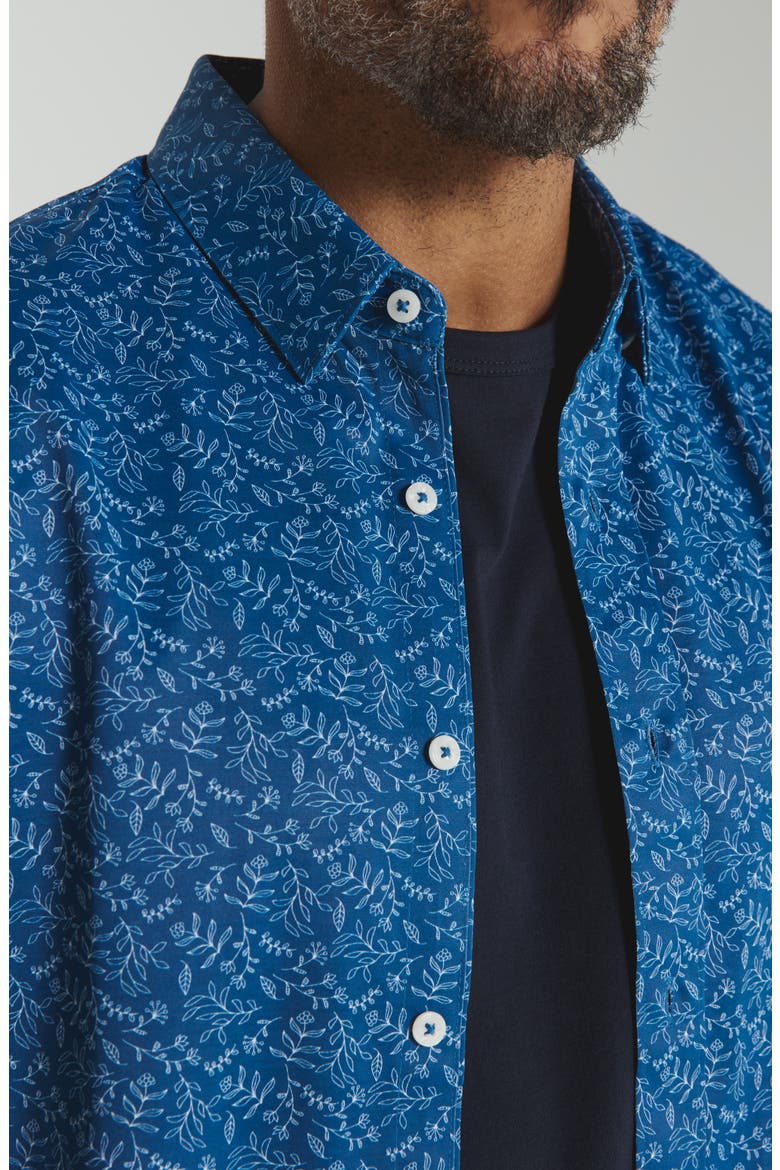 Eden Floral Short Sleeve Button-Up Shirt, Alternate, color, ISLAND BLUE