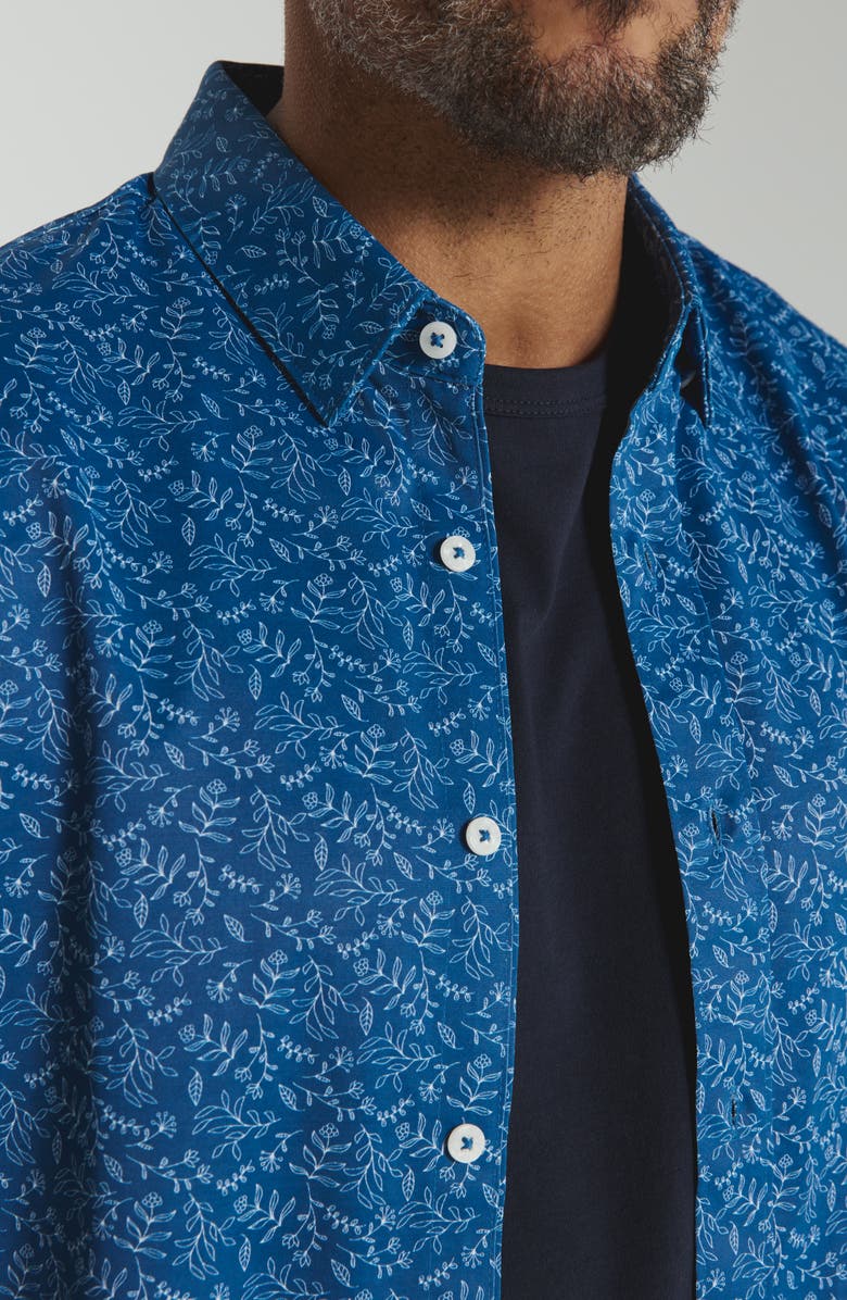 7 Diamonds Eden Floral Short Sleeve Button-Up Shirt, Alternate, color, Island Blue