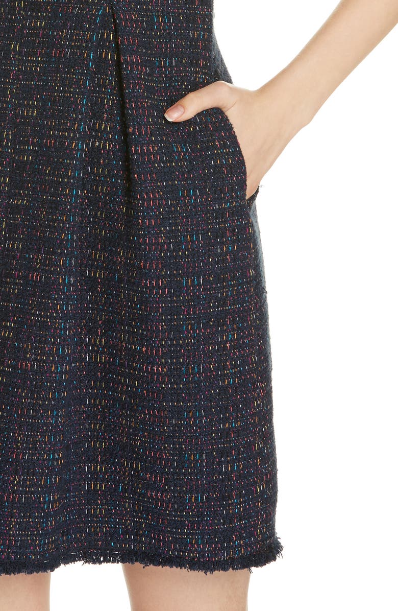 Rebecca Taylor Rainbow Tweed Fit & Flare Dress, Alternate, color, 