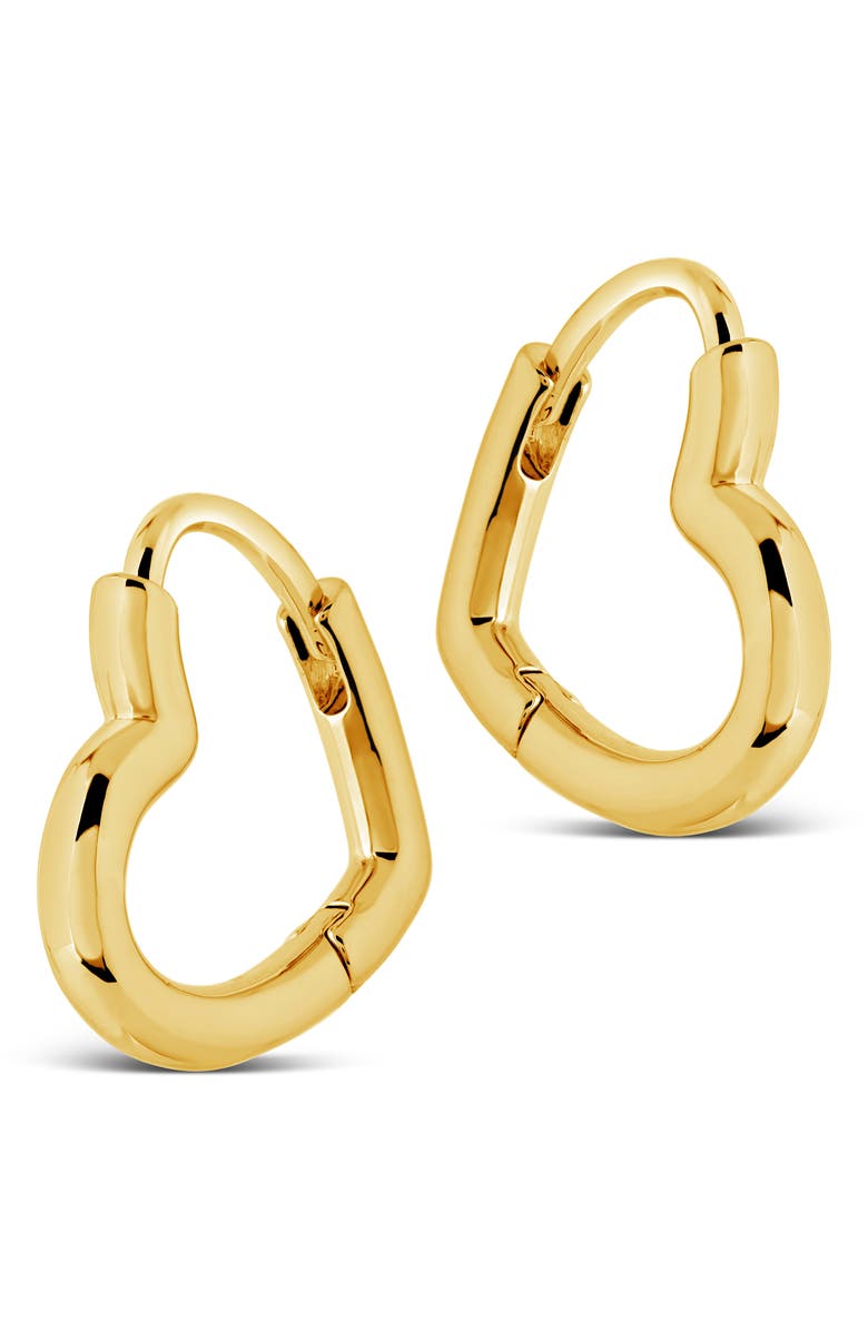 Sterling Forever Elle Heart Hoop Earrings, Main, color, Gold
