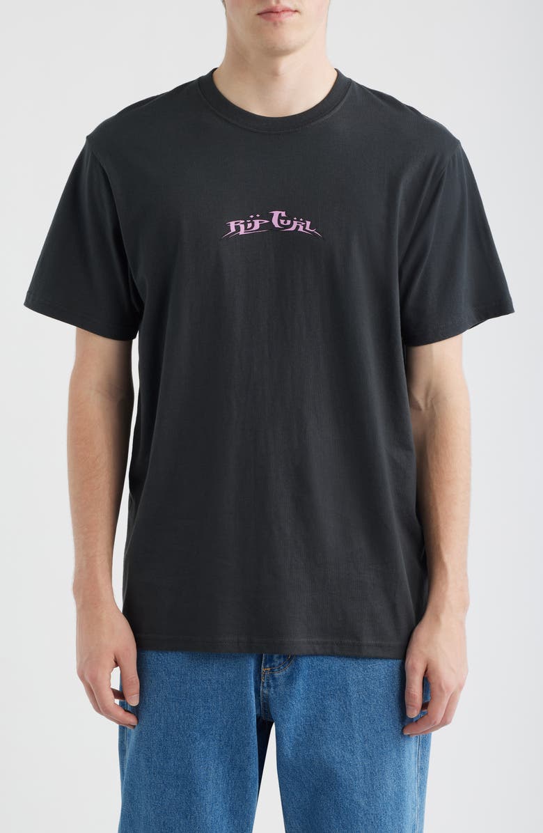 Rip Curl Hazed & Tubed Cotton Graphic T-Shirt, Main, color, Washed Black