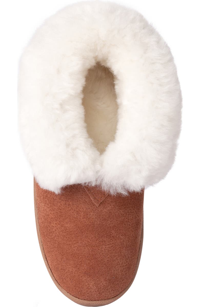 Old Friend Genuine Shearling Bootie Slipper, Alternate, color, Chestnut Leather