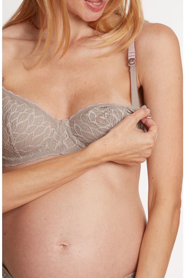 Bliss Lace Maternity/Nursing Bra, Alternate, color, TAUPE