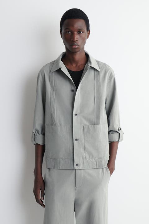 Pintucked Cotton-linen Overshirt