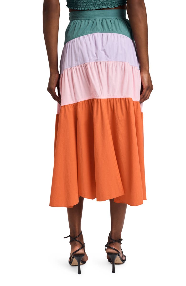 Derek Lam 10 Crosby Katalina Colorblock Tiered Cotton Skirt, Alternate, color, Rainbow Multicolor