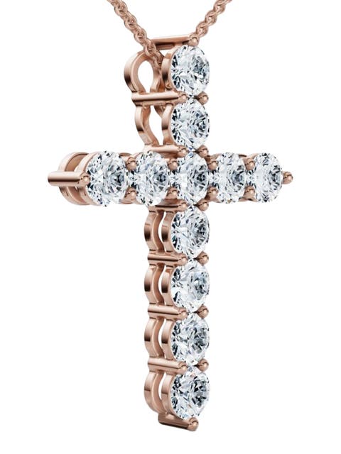 1.25Ct Diamond Cross 14k Gold 18" Necklace 1" Tall Lab Grown