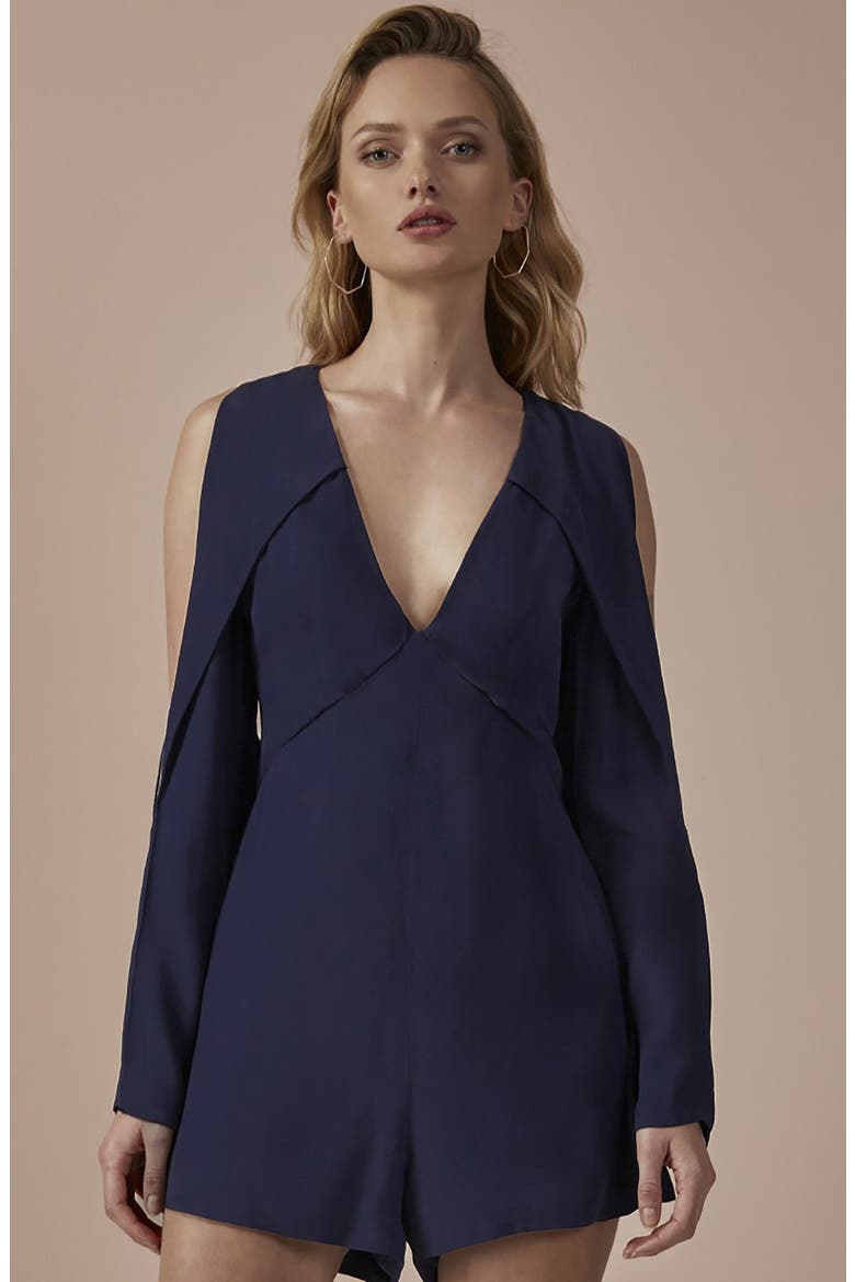 'Do It Now' Cold Shoulder Romper, Alternate, color, ROYAL BLUE