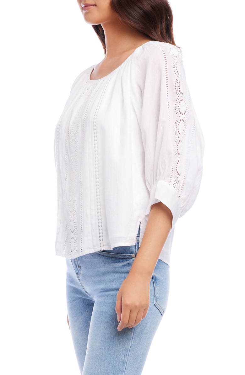 Karen Kane Lace Inset Cotton Top, Alternate, color, 